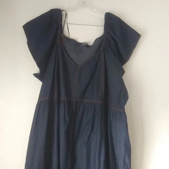 Terra & Sky Jean flutter sleeve midi women's size 4X dress - Picture 2 of 15